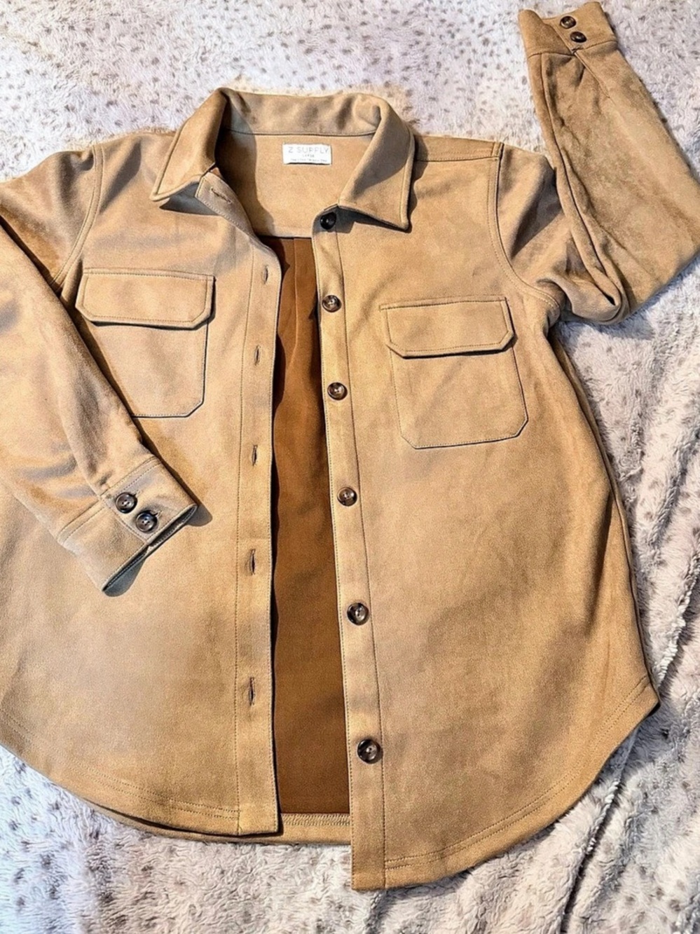 Z Supply All Day Cropped Suede Jacket Men's Brown Large
